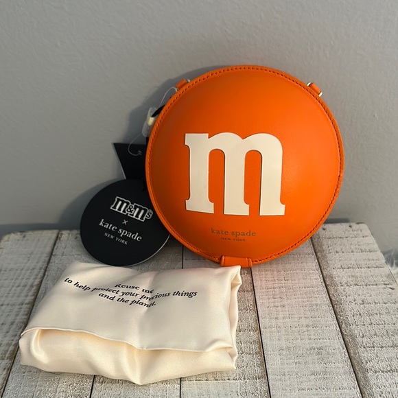 Nwt Kate spade orange m&m smooth leather chain coin purse